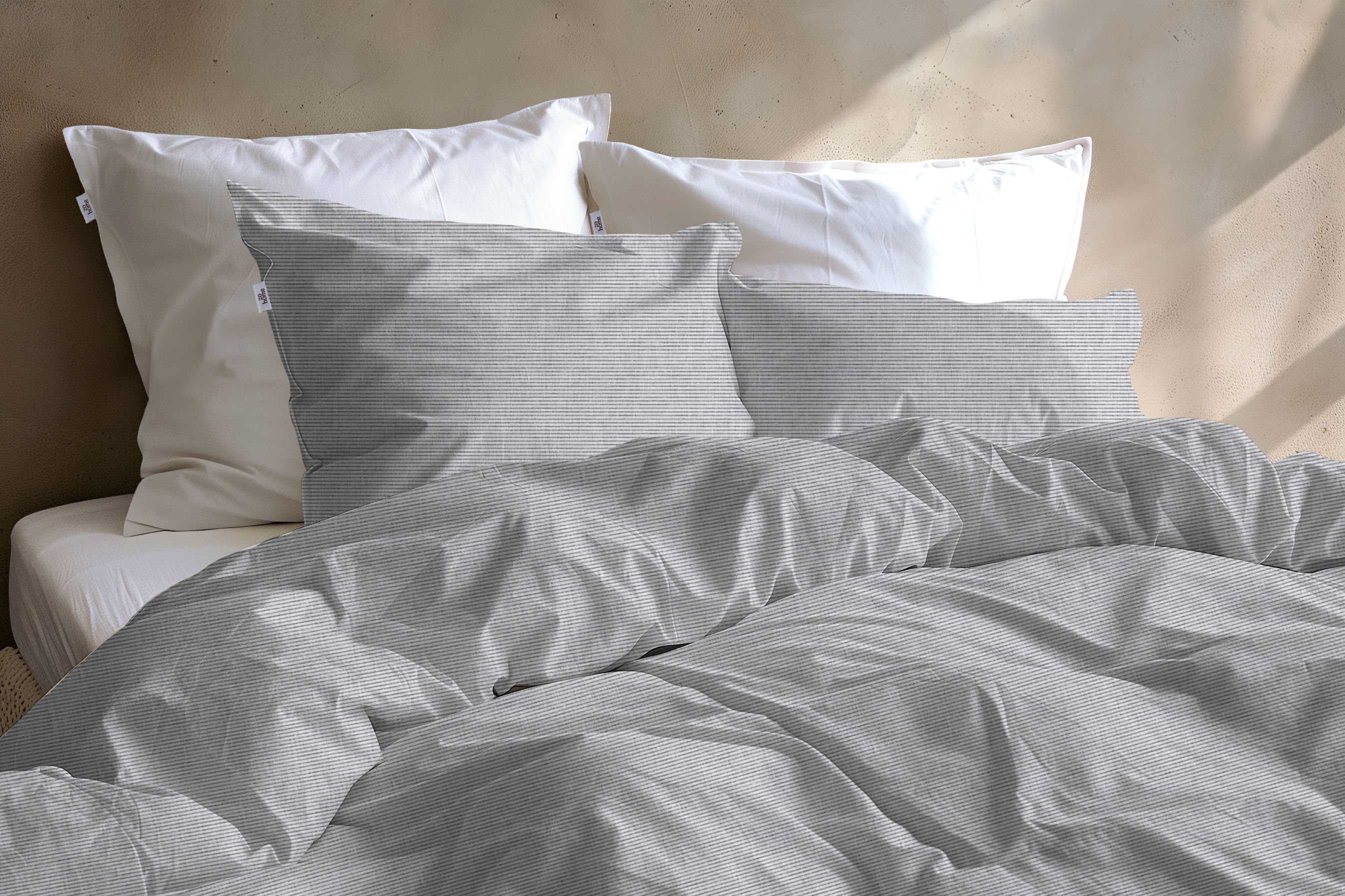 Heckettlane Bettwäsche ca. 155x220cm in Farbe Dove-Grey, Kissen, Dekoration für Zuhause, Kopfkissen, Leinen, Decke