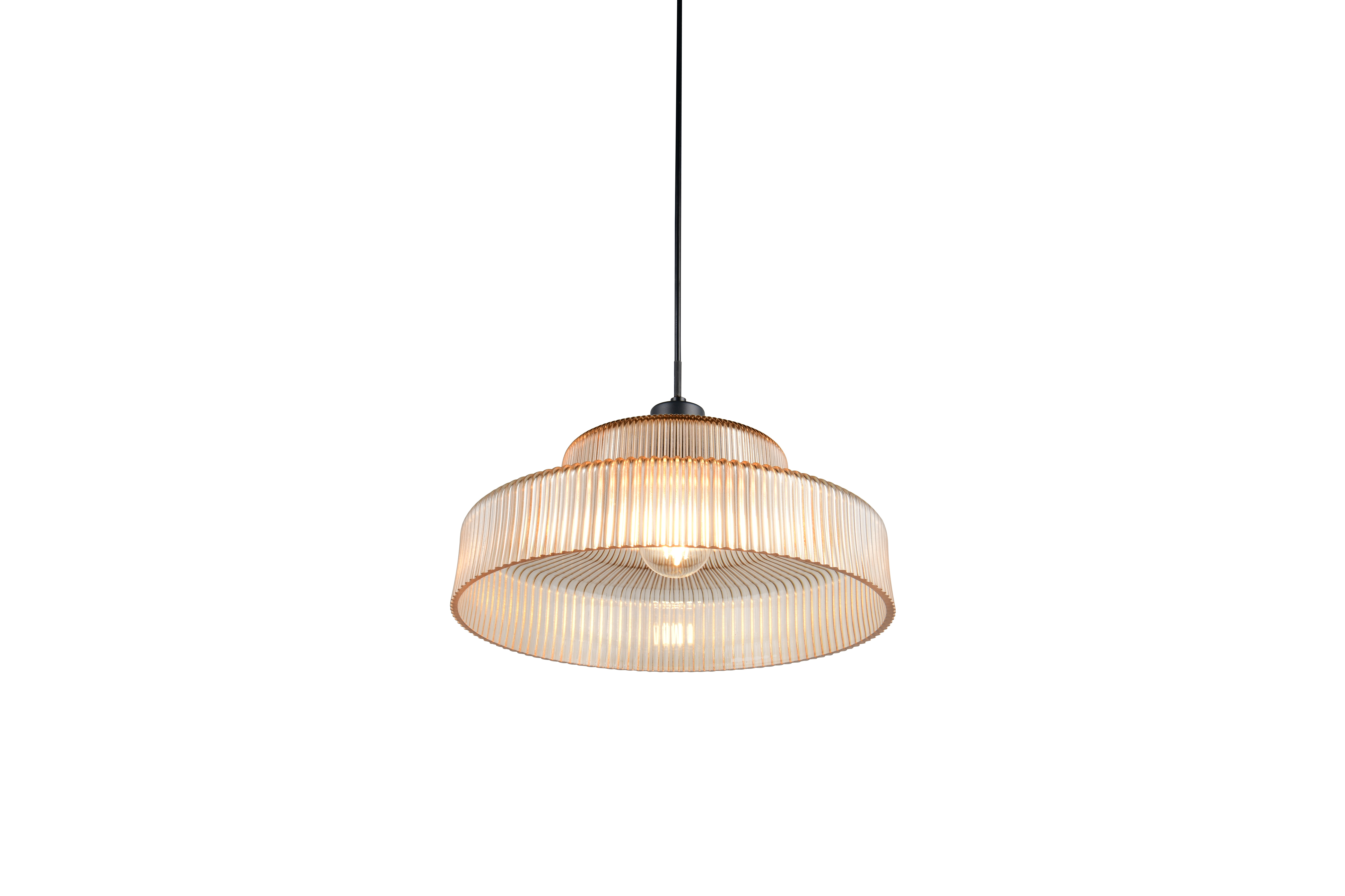 Reality Leuchten Pendelleuchte ABELLA in amberfbg., Glas amberfbg., Lampe, Kronleuchter, Leuchte
