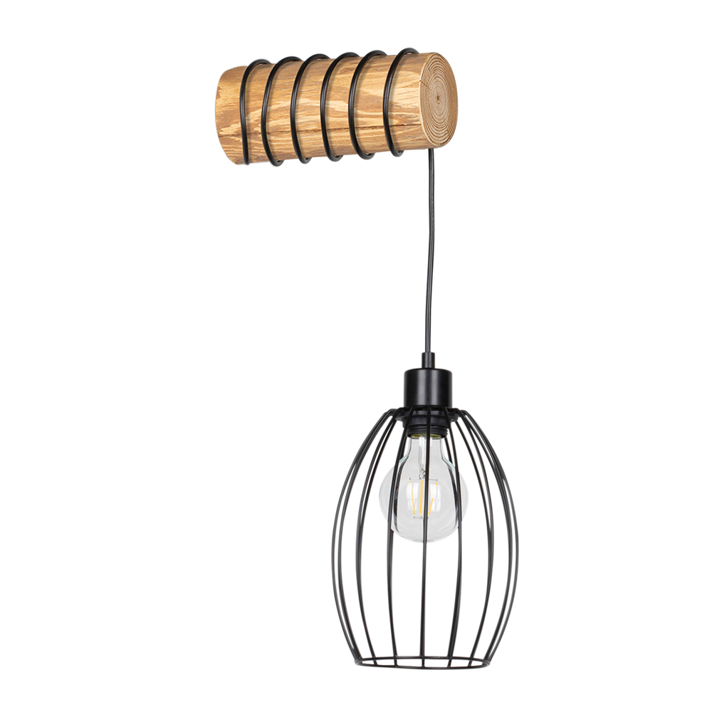 Spot Light Wandleuchte APIA in Kiefer gebeizt, Schwarz
