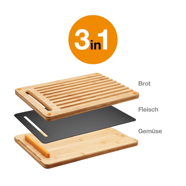 Fiskars Bambus-Schneidebrett-Set FUNCTIONAL FORM in Farbe Black/Brown