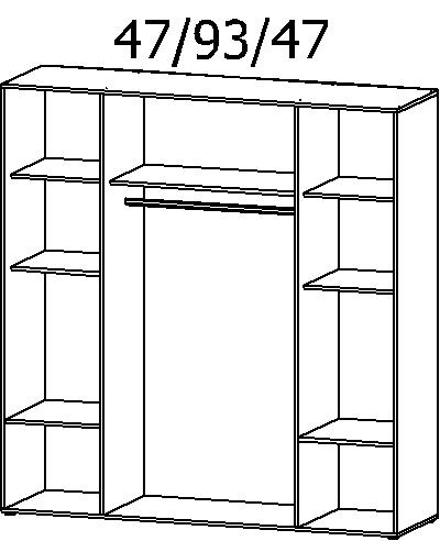 Rauch Drehtürenschrank VOYAGER 4-türig in Dekor-Druck Eiche Artisan/grau-metallic