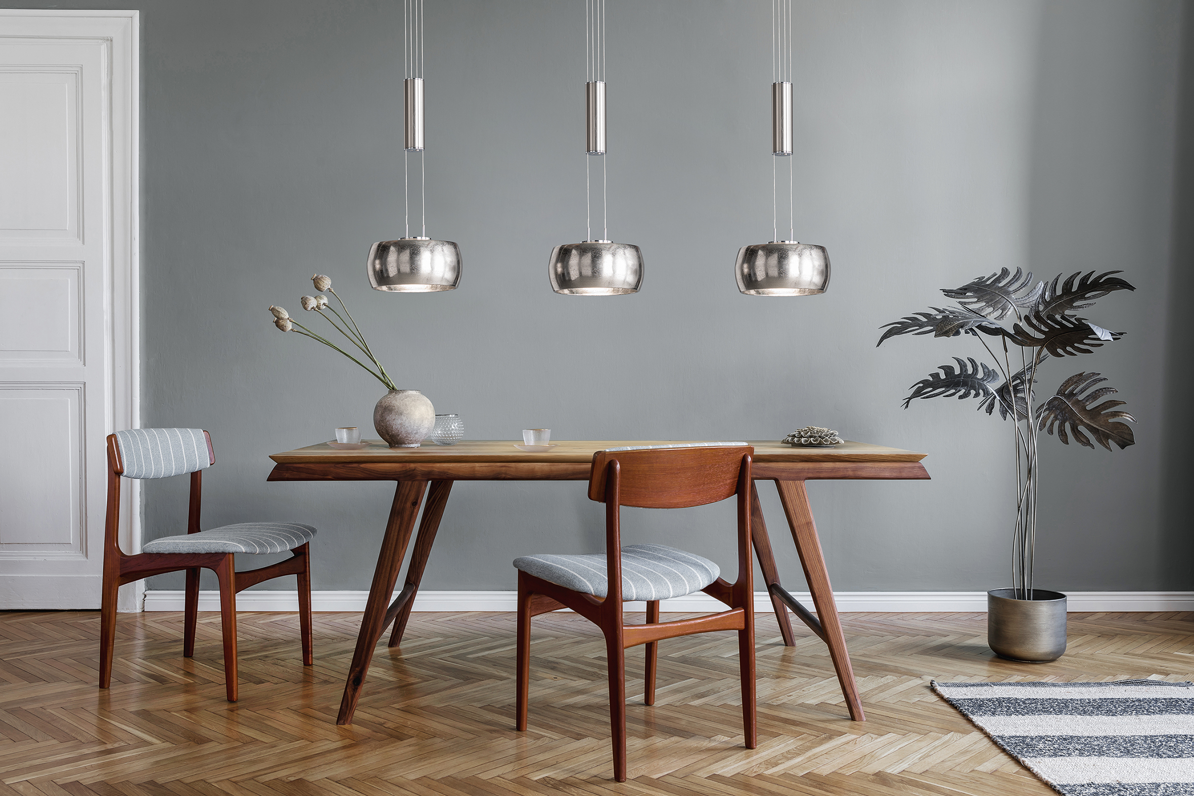 Fischer & Honsel LED-Pendelleuchte COLETTE in Nickel matt/Metall nickelfarbig antik
