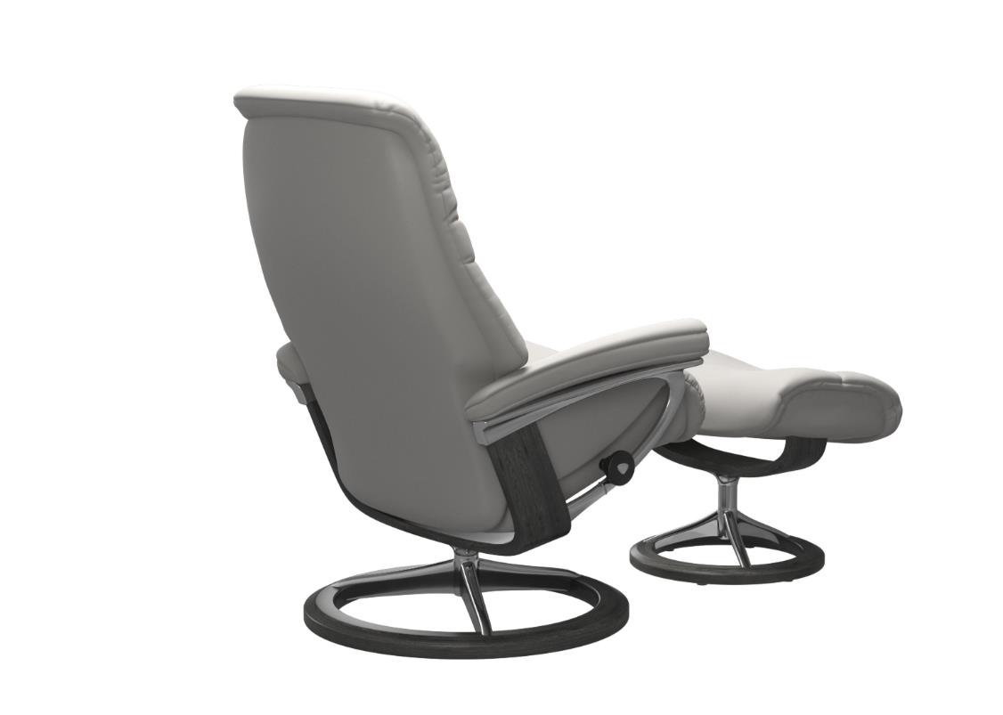 Stressless Sessel mit Hocker SUNRISE ca. B79 H103 T123 cm in Leder Batick 16 Platinum grey