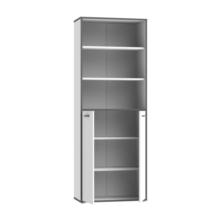Forte Aktenschrank Keflavik in weiß / Absatz Wolfram grau