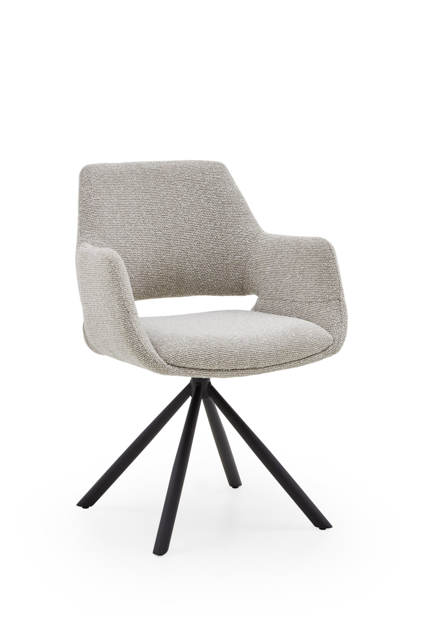 Schalensessel  ca.B62 H83 T62 cm in Stoff Boucle Lisa beige, Stuhl, Mobiliar