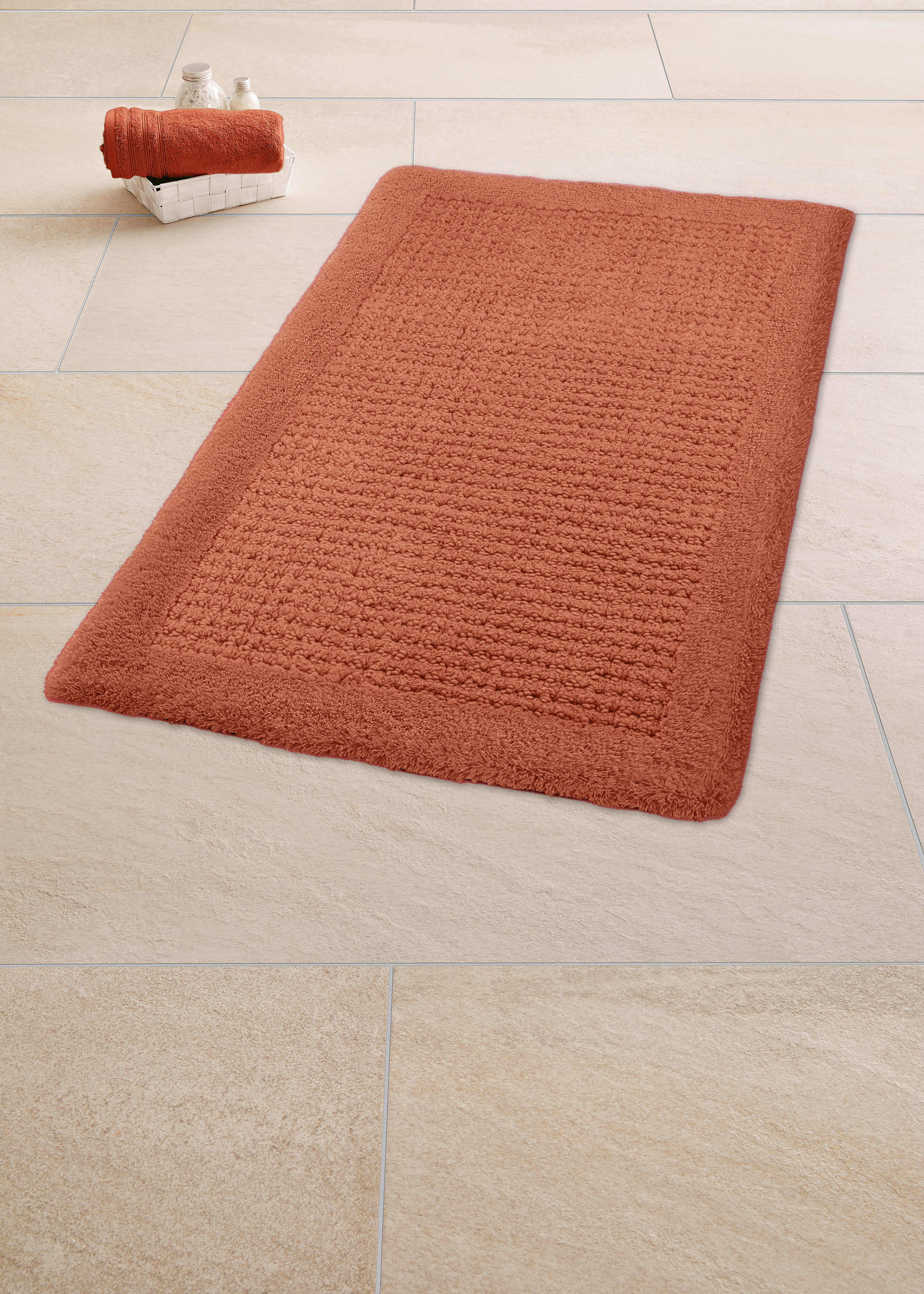 Kleine Wolke Badteppich NET ca. 60x90cm in Farbe Terracotta