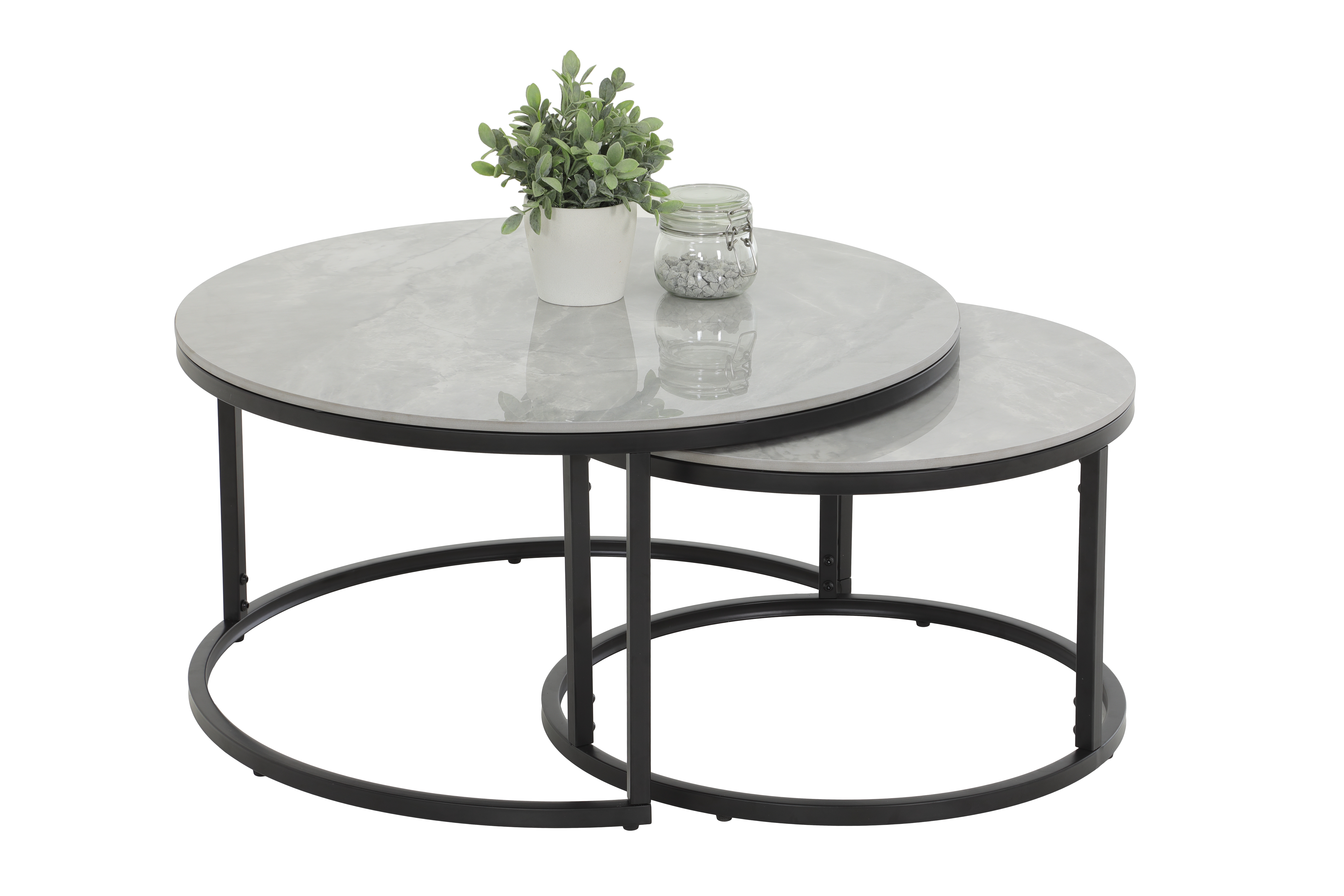 Couchtisch 2er-Set  in Marmoroptik grau/schwarz 12/03