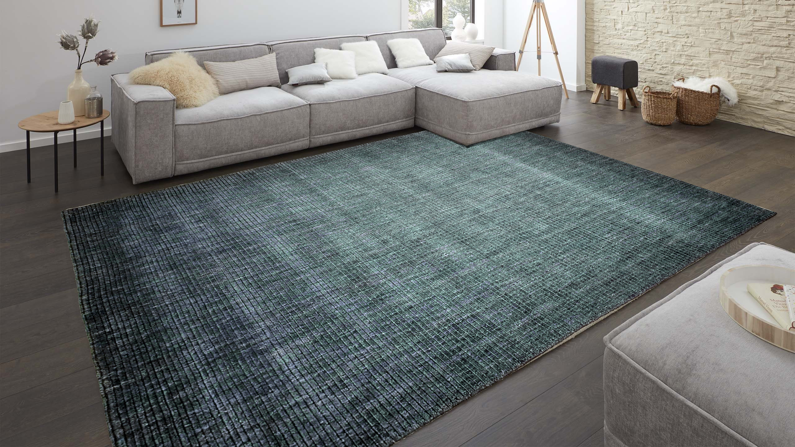 Interliving Teppich R-8120 ca. 70x140cm in Farbe petrol