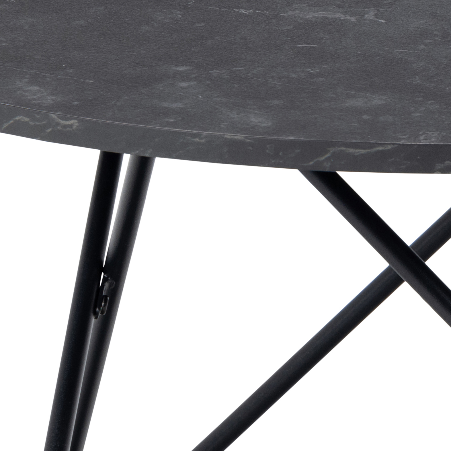 Actona Couchtisch WYRE Ø ca. 80cm in Marmor Izmir schwarz/schwarz matt