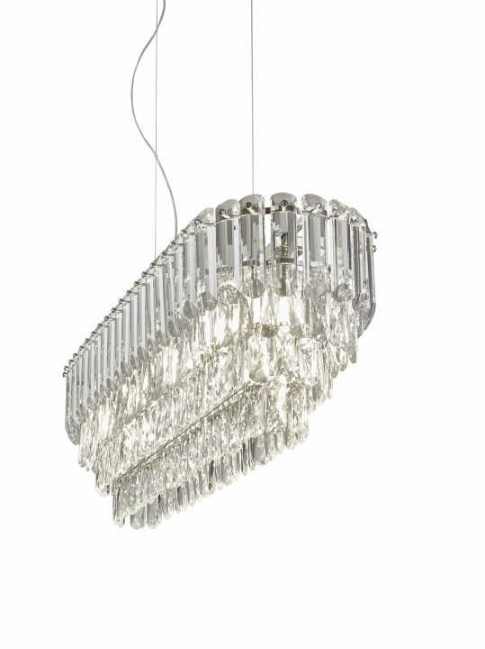 Trio Select Pendelleuchte MALIZIA 10-flammig in Farbe chrom, Kristallglas transparent klar