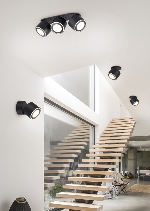 Trio LED-Deckenleuchte TAURUS in schwarz matt