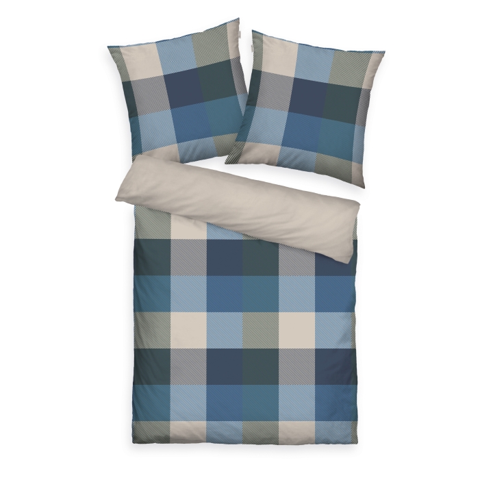 Tom Tailor Flanell-Bettwäsche ca. 155x220cm in Farbe Navy & Forest