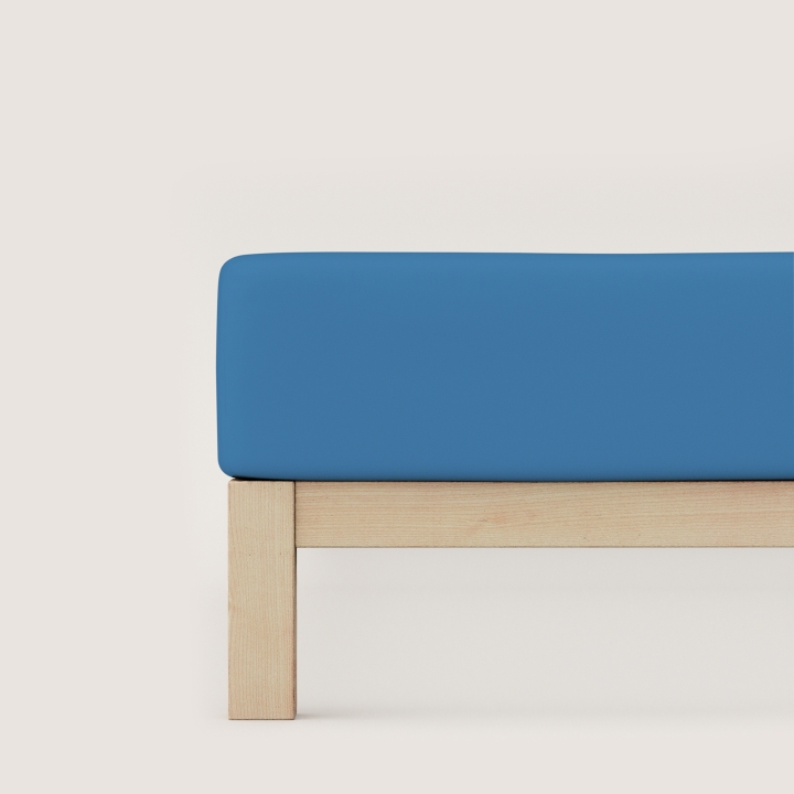 Schlafgut Pure Spannbettlaken ca. 140x200-160x220cm in Farbe Blue Mid