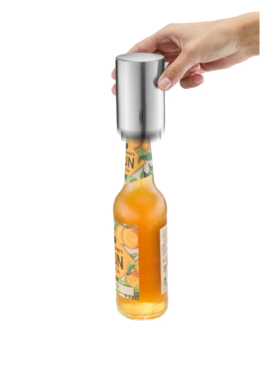 GEFU Flaschenöffner PRESSIO ca. B5,3 H8,7 T5,3 cm in edelstahl/schwarz, Bier, Bier-Flasche, Flasche, Schnaps, Glas