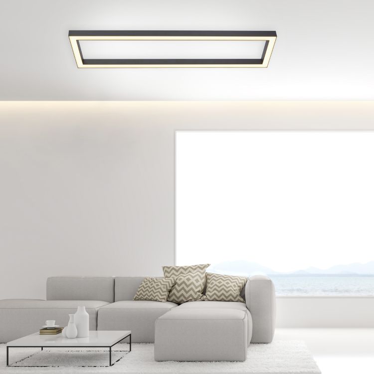 Paul Neuhaus LED-Deckenleuchte PURE LINES SQUARE 1-flammig in Farbe anthrazit, Deckenleuchte, Couch, Mobiliar, Wohnzimmer, Zimmer