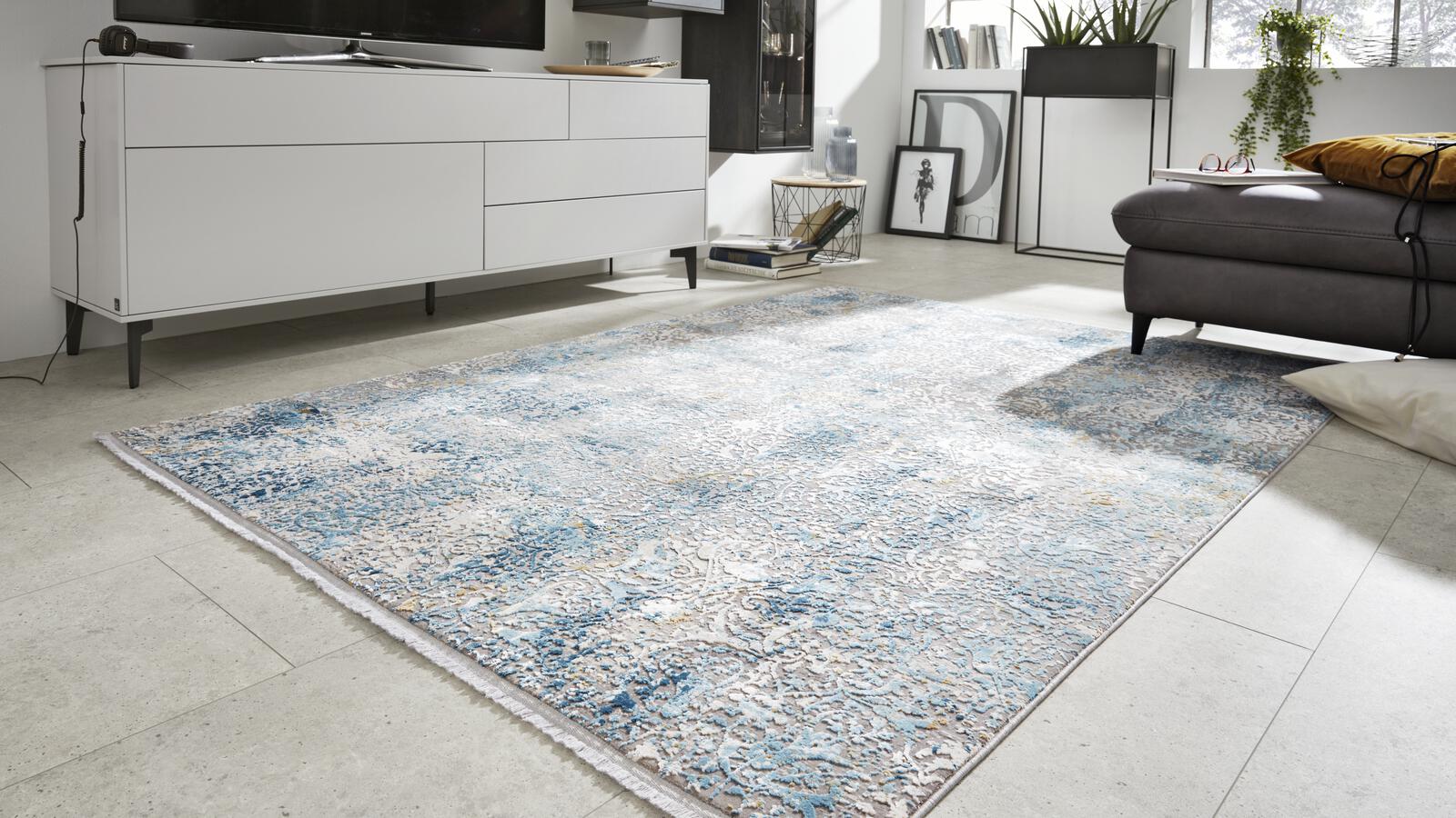 Interliving Webteppich L-8700 ca. 140 x 200 cm in grau-blau