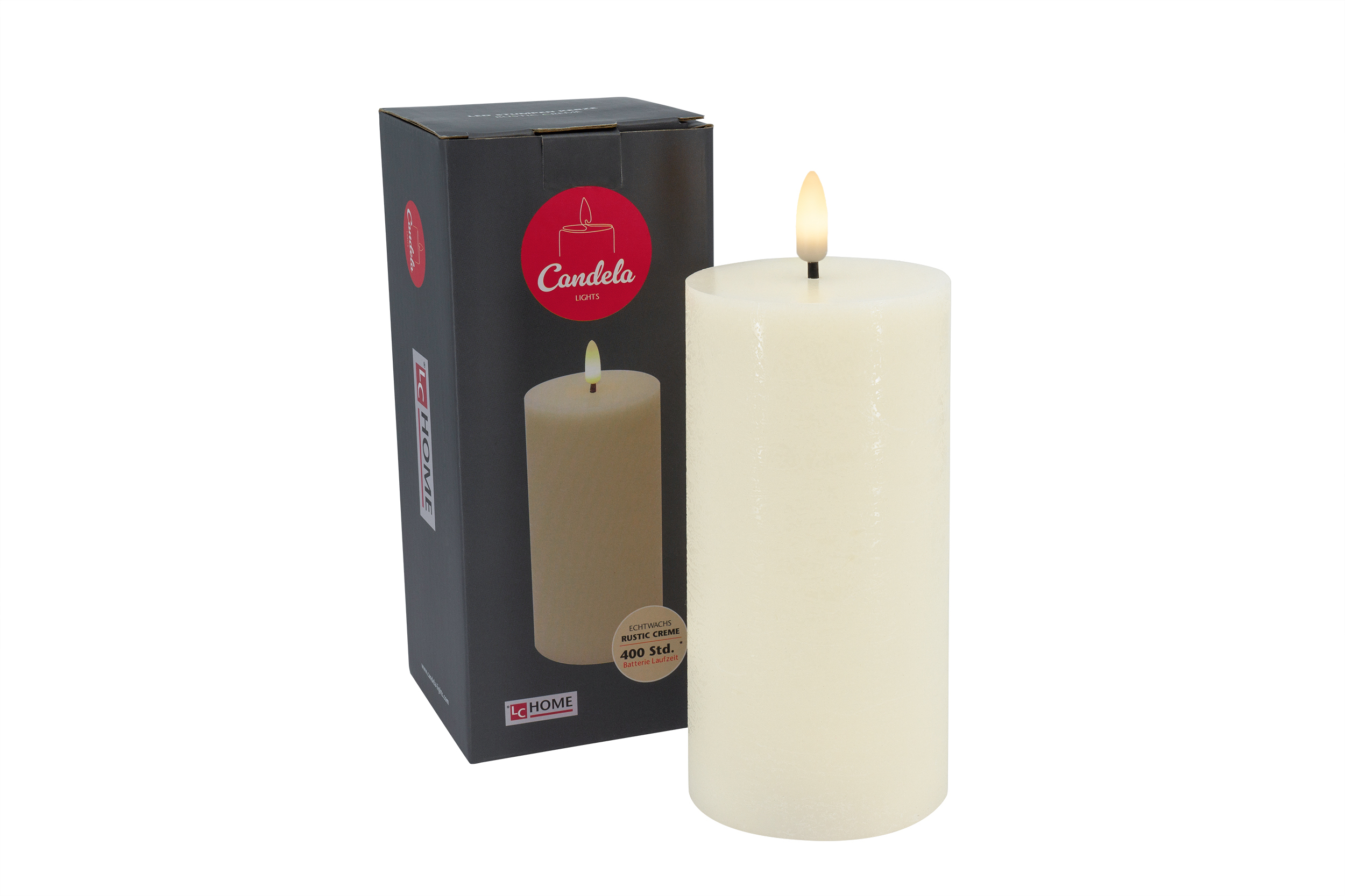 L.C. Wholesaler LED-Stumpenkerze BASIC ca. Ø 7,5, H 15cm in cream rustic, 7.5x15cm