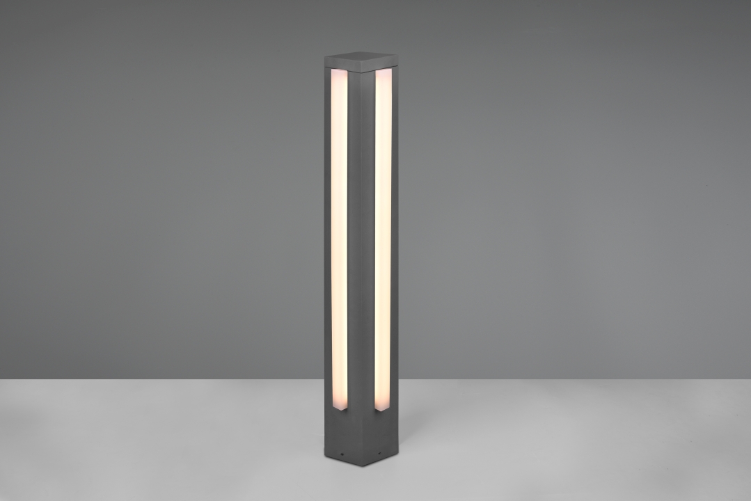Trio LED-Pfosten MITCHELL in anthrazit, Glas Acryl weiß