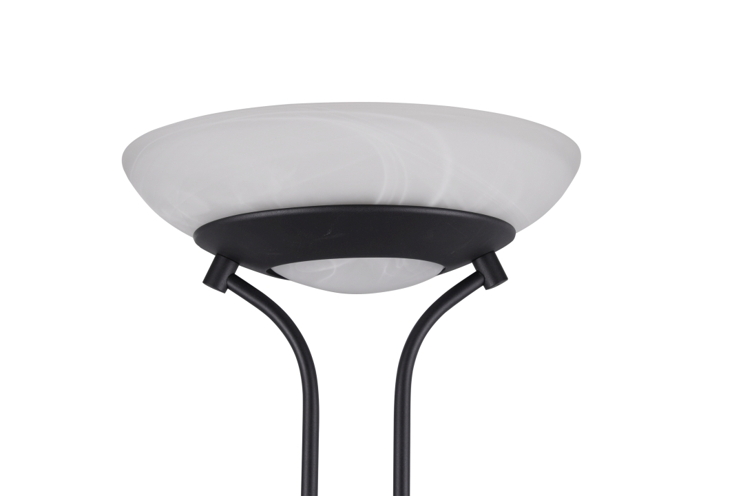 Reality Leuchten LED-Stehleuchte ORSON in schwarz matt, Schirm Glas alabasterfarbig