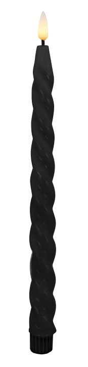 L.C. Wholesaler LED-Dinnerkerze 2er-Set WINTER ca. Ø 2,2, H 26,5cm in black smooth 2.2x26.5cm