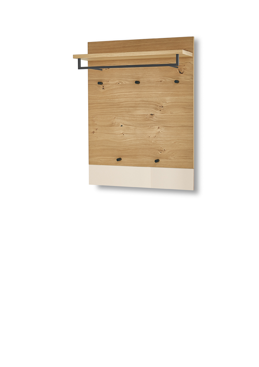 Voss Möbel Garderobenpaneel LEONA B/H/T ca.80x106x27cm in Eiche bianco/Balkeneiche furn.