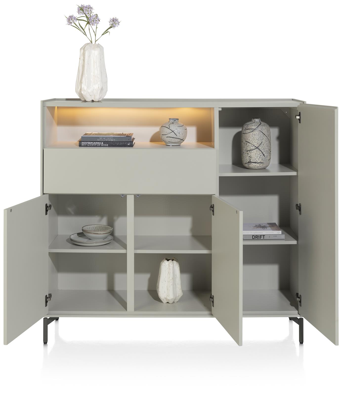 XOOON Highboard  NOON ca. B148 H135 T42 cm in silk grey