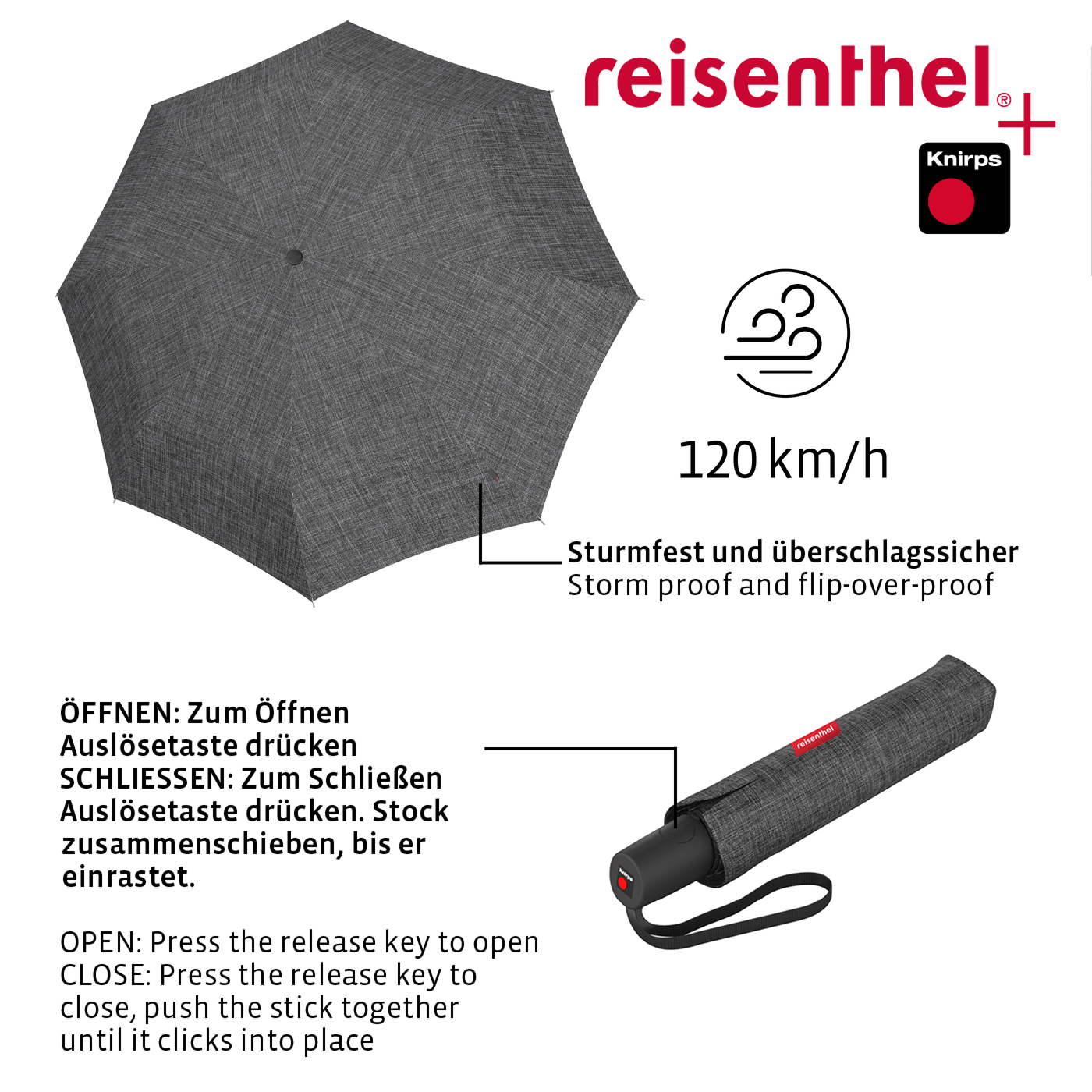 Reisenthel UMBRELLA POCKET DUOMATIC in Farbe twist silver, Baldachin, Regenschirm