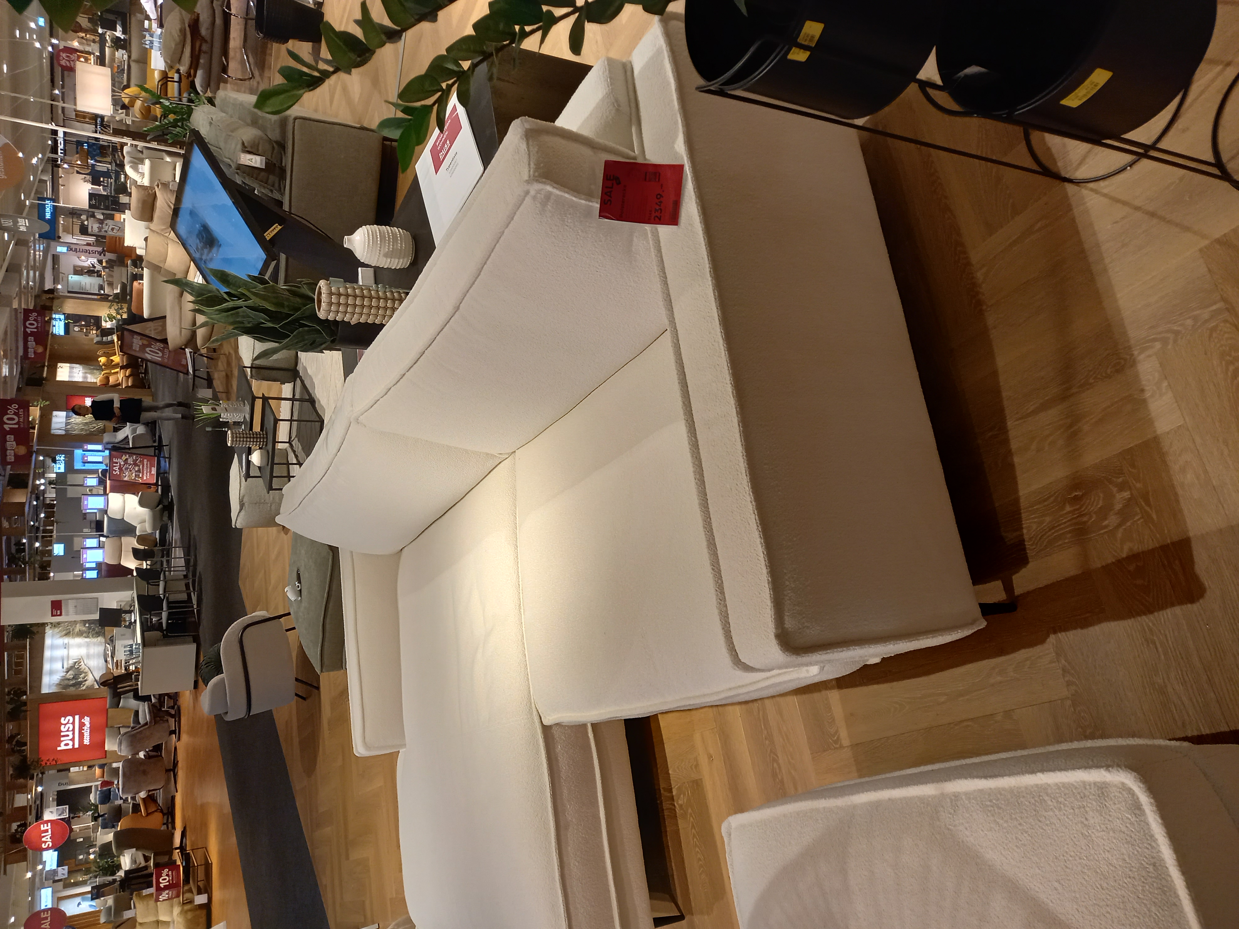 Roomio Eckkombination NO. 4102 ca. 190x272cm in Stoff Loop white, Couch, Innenarchitektur, Holz, Sperrholz, Bodenbeläge