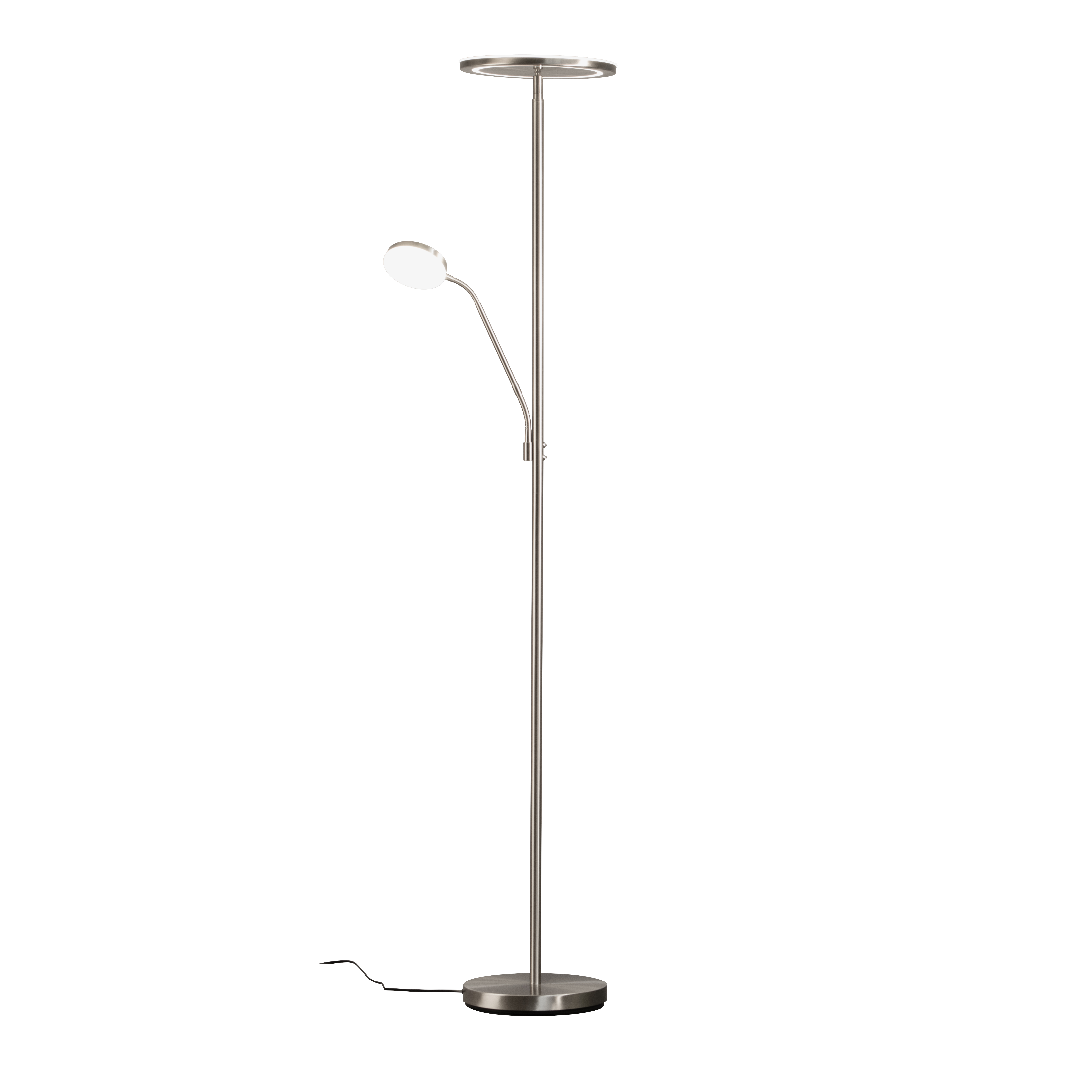 Fischer & Honsel LED-Stehleuchte SORENTO ca. H180 cm, D30,2 cm in Nickel matt, Acrylglas weiß