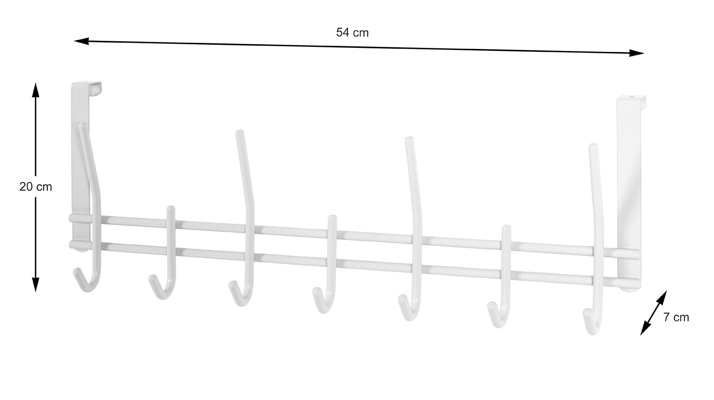 Haku Möbel Türgarderobenleiste  ca. B54 H20 T7 cm in Metall weiss pulverbeschichtet, Krippe, Mobiliar, Bett für Säuglinge