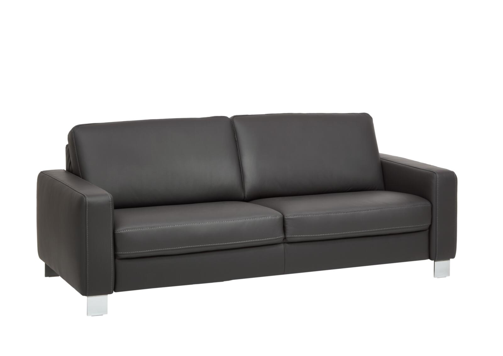 Hukla Sofa 3-sitzig VS-HU1064 Breite ca. 218cm in Leder Torro anthrazit, Couch, Mobiliar, Kissen, Dekoration für Zuhause