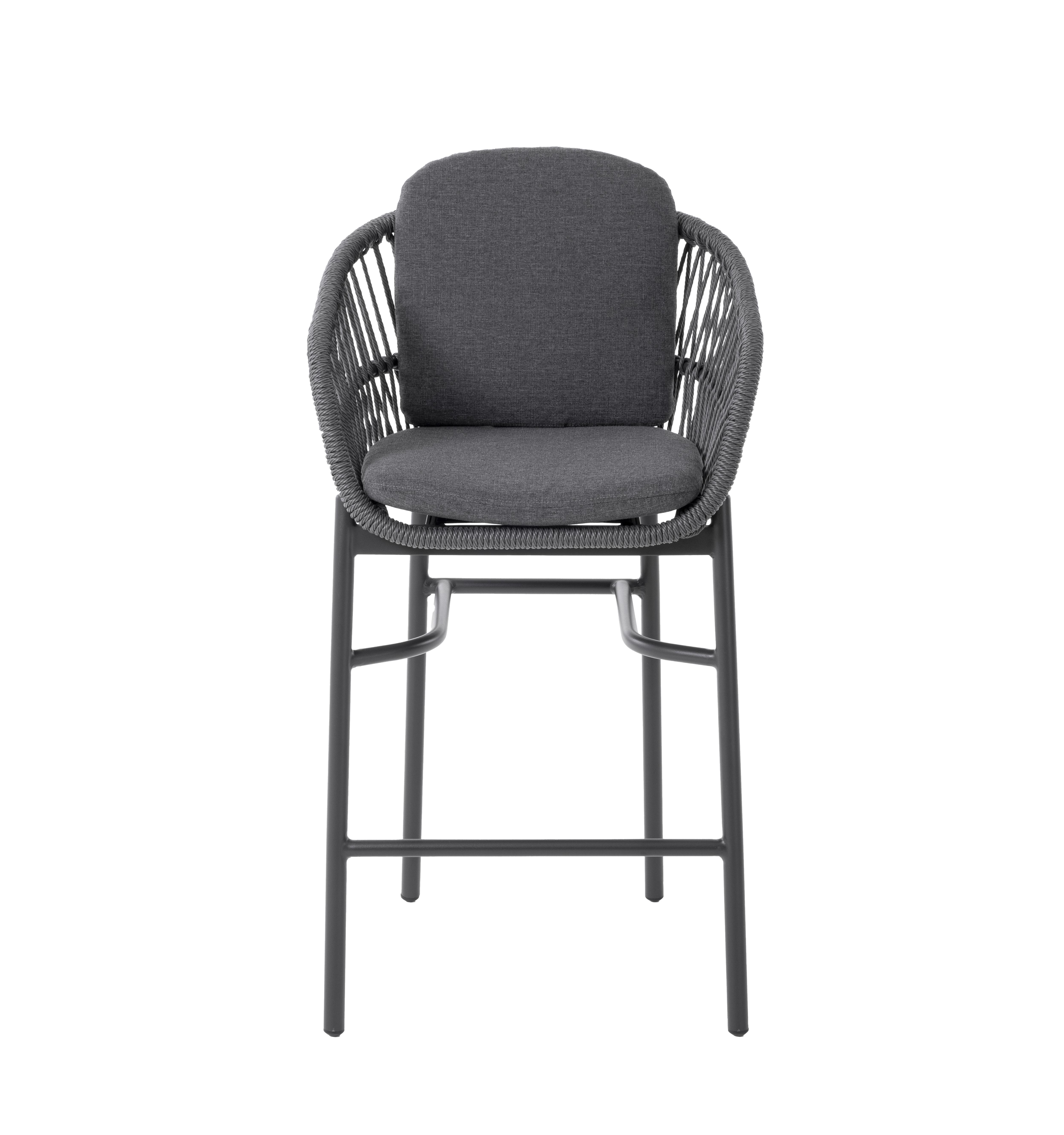 Barstuhl BARI in Schwarz L.C. Wholesaler Barstuhl BARI ca. B60 H108,5 T63 cm in Rope Farbe dunkelgrau