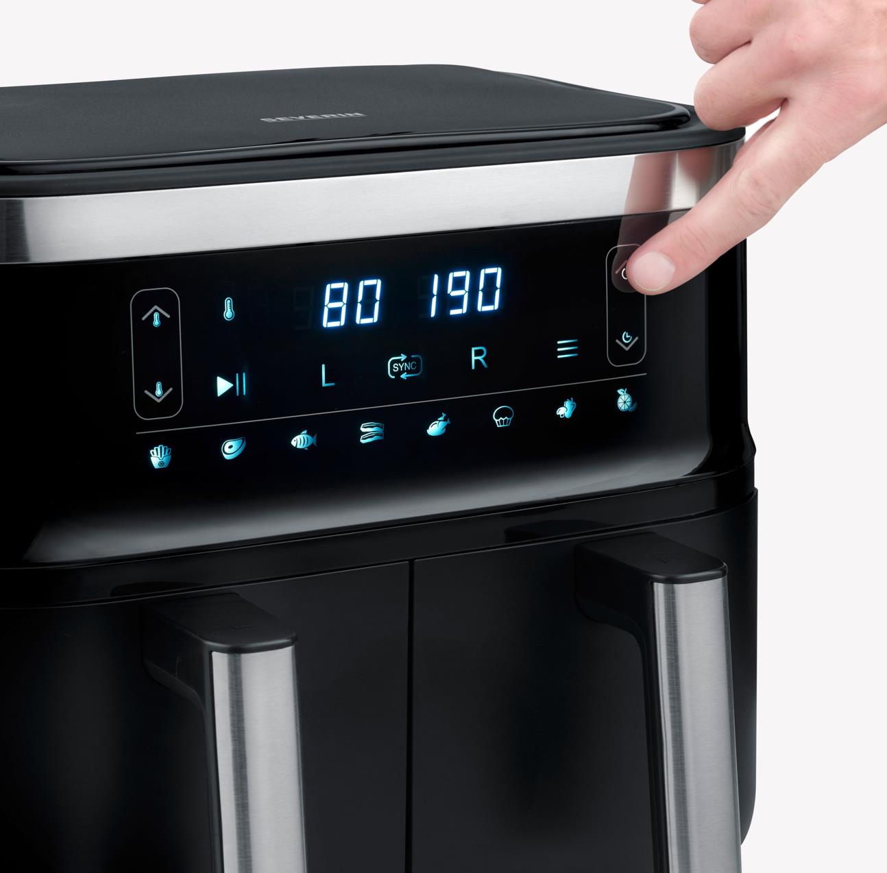Doppelheißluftfriteuse  31,5 x 36,5 x 33,5 in 2850W, 2x4L schwarz/silber