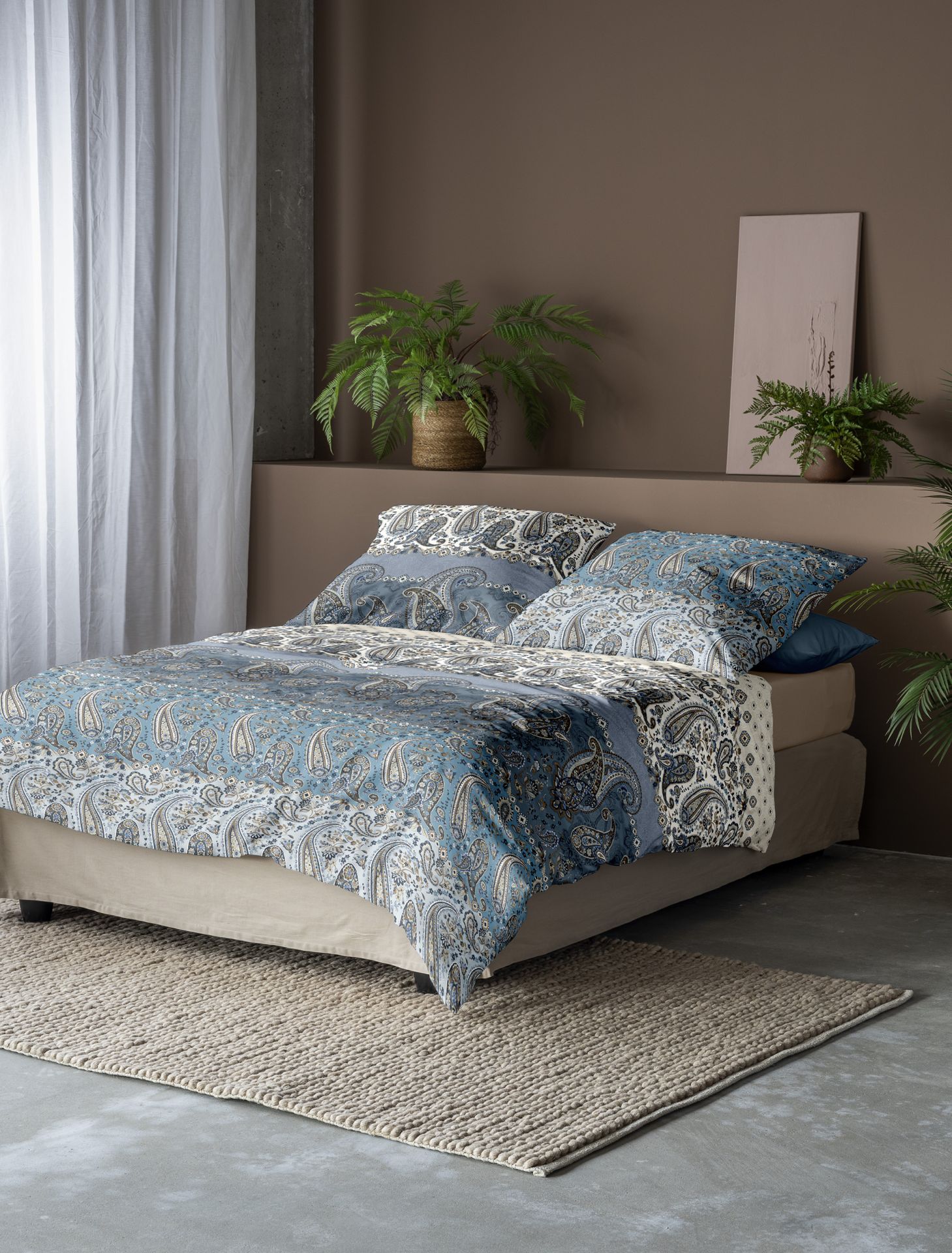 irisette Mako-Satin Bettwäsche  155x200 in Farbe blau, Moebel, Bett, Pflanze, Dekoration für Zuhause, Bettlaken