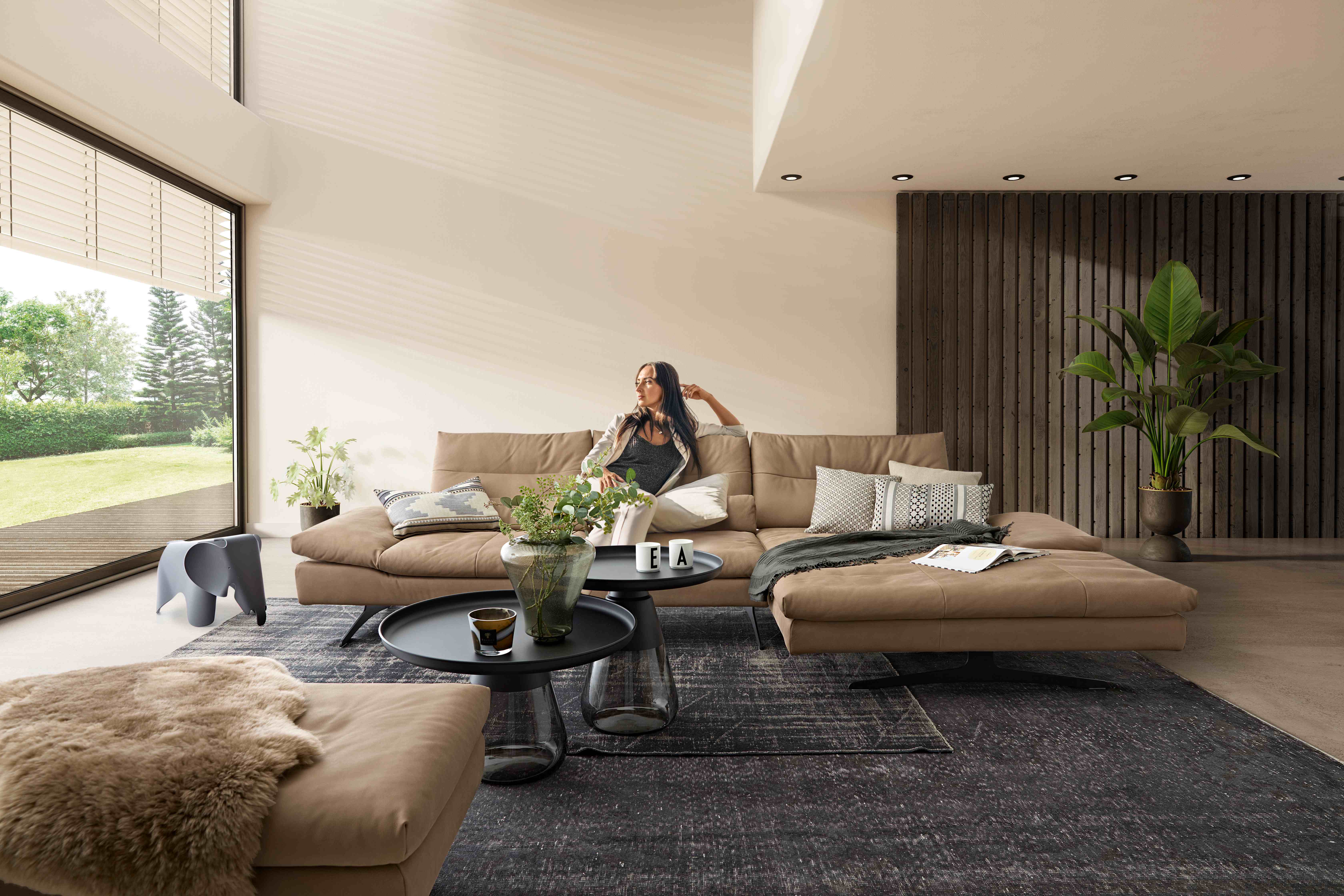 W. Schillig Polstergruppe SEVENTY5 ca. 342x158 cm in Leder Z7849 sand LK50, Innenarchitektur, Inneneinrichtung, Mobiliar, Wohnzimmer, Tabelle