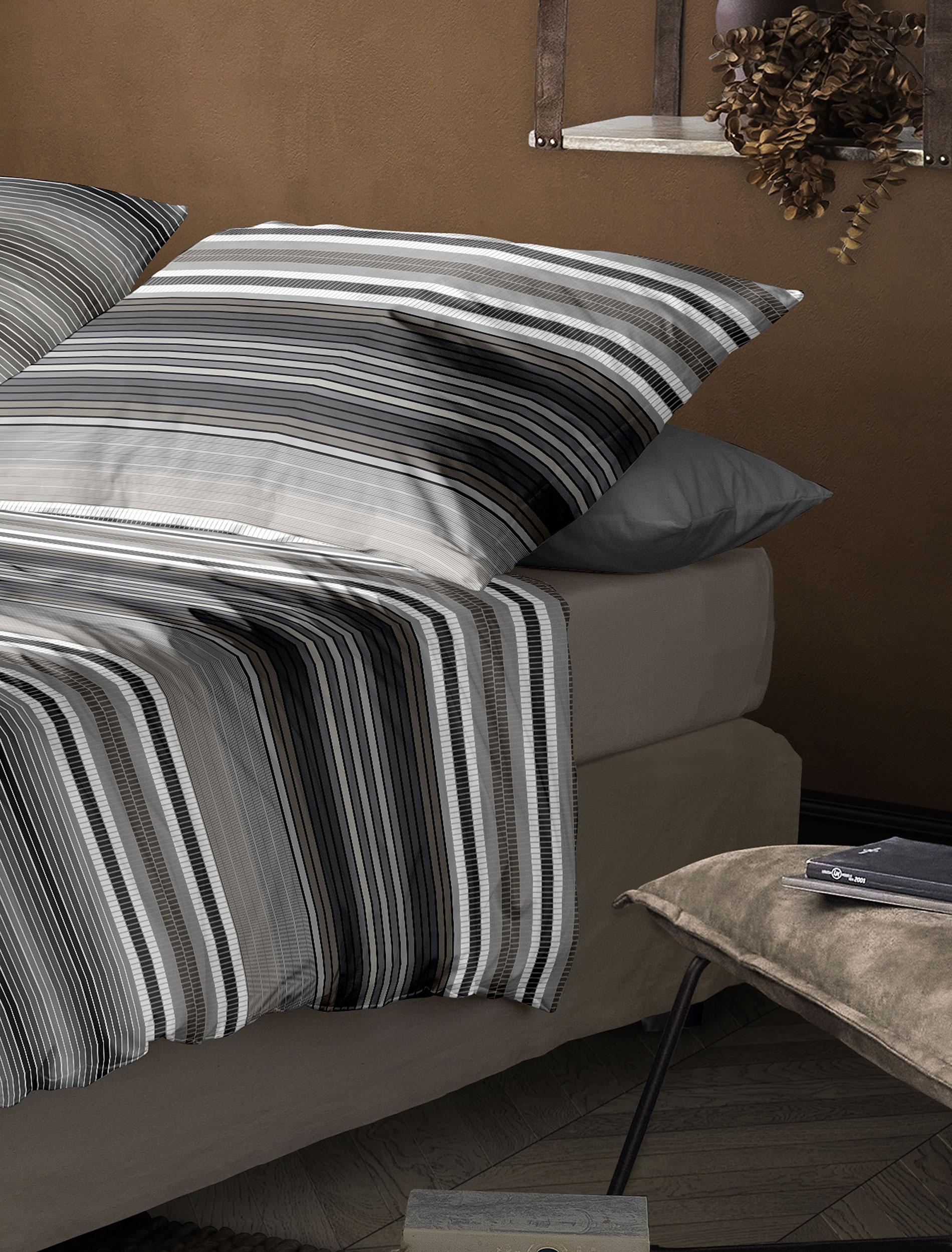 Irisette Mako-Satin Bettwäsche WAVE-J ca. 135x200cm in Farbe grau