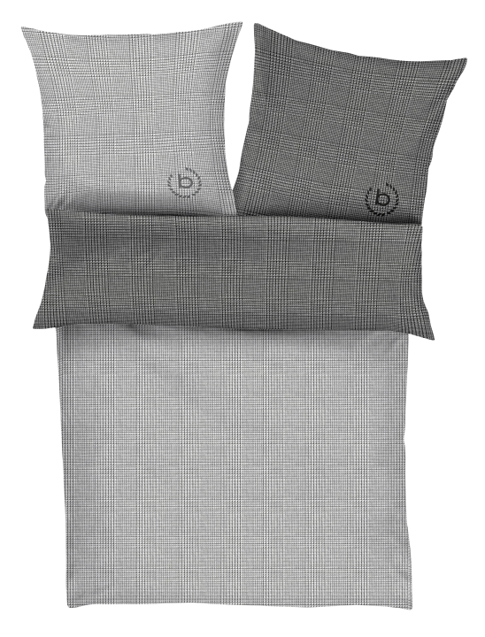 bugatti Satinbettwäsche 155x220cm in Farbe dunkelgrau/grau