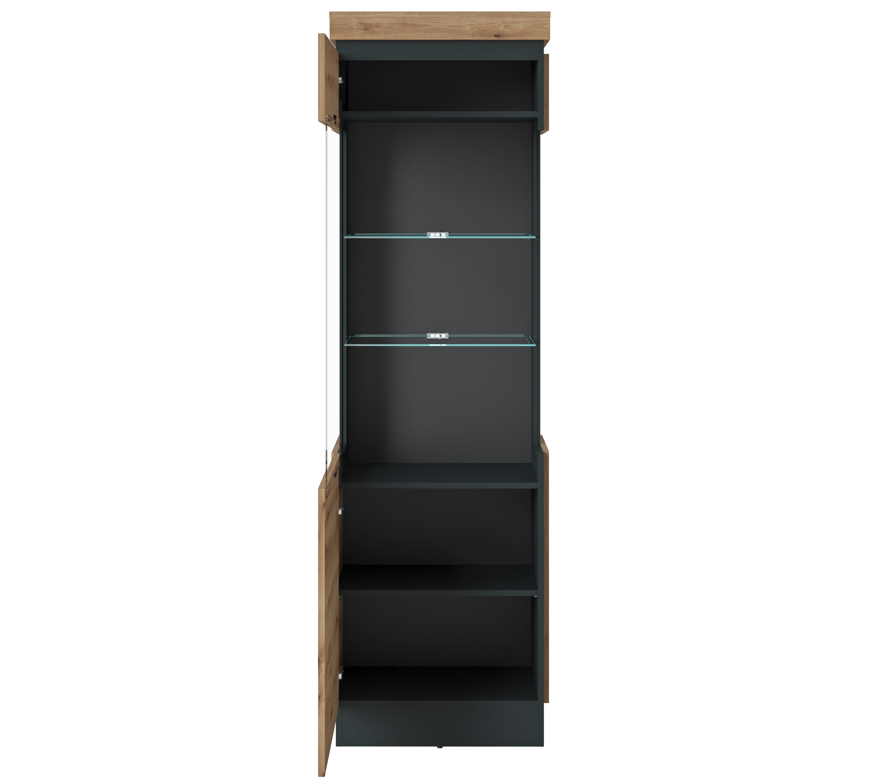 Vitrine Corte ca. 60x201x40cm in Eiche Nachbildung/Cosmos grau