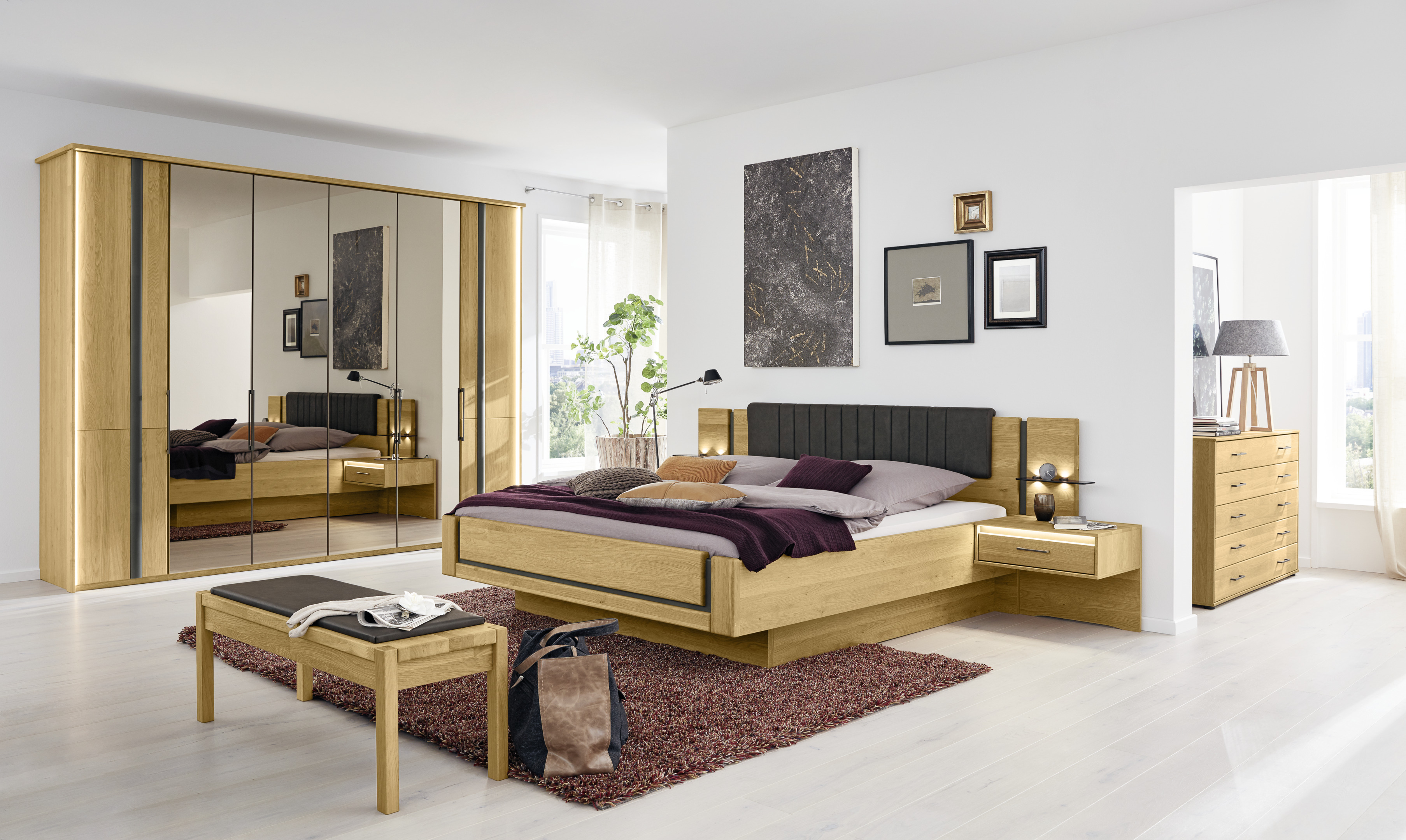 Musterring Komfort-Schlafzimmer SORRENT ca. 180x200cm in Front Natur Eiche teilmassiv/Korpus Eiche Nachbildung