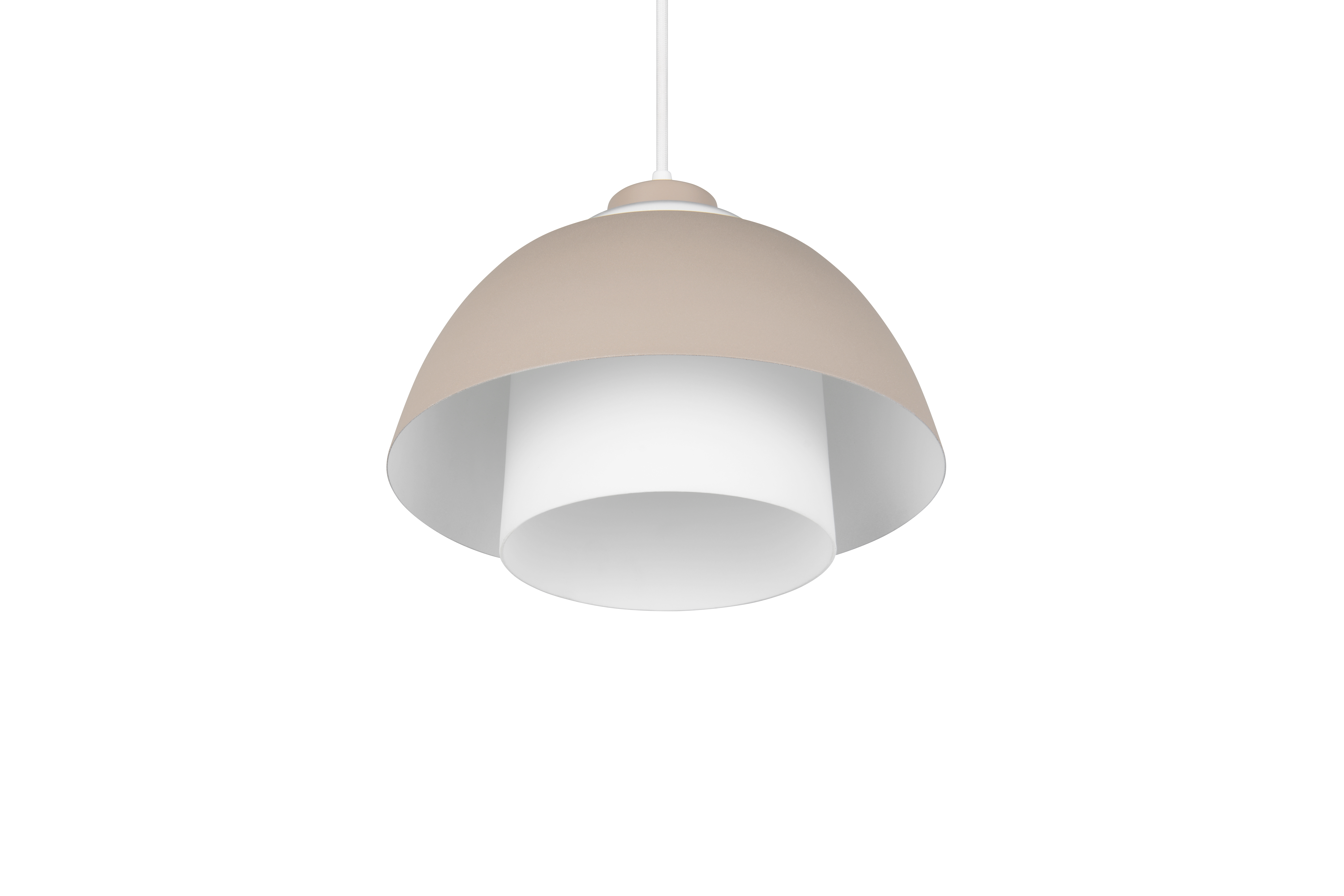Reality Leuchten LED-Pendelleuchte TILOS in warm beige, Glas weiß, Leuchte, Lampe