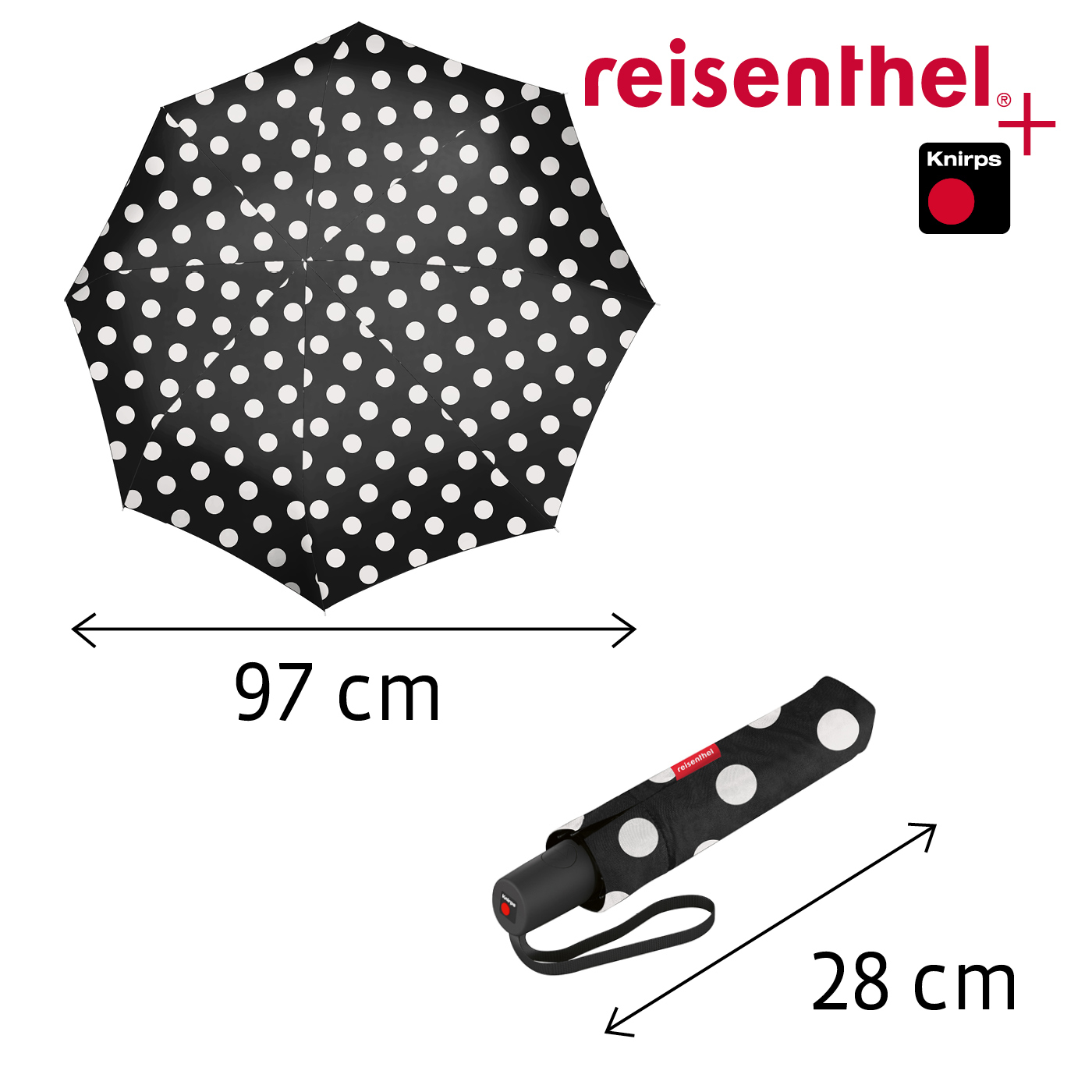 Reisenthel UMBRELLA POCKET DUOMATIC in Farbe dots white, Zubehor, Formelle Kleidung, Krawatte, Muster