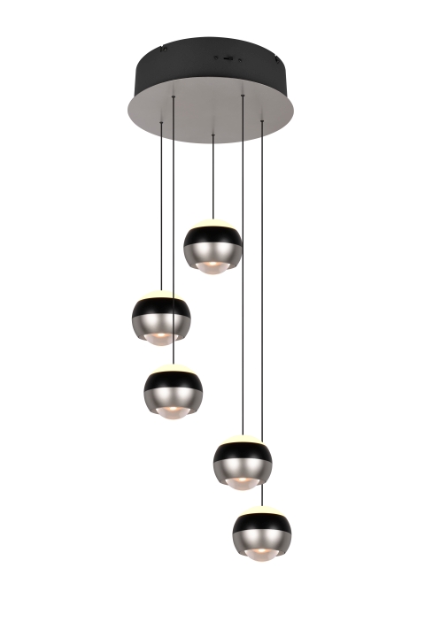 Trio Select LED-Pendelleuchte ORBIT 5-flammig in Farbe Nickel matt