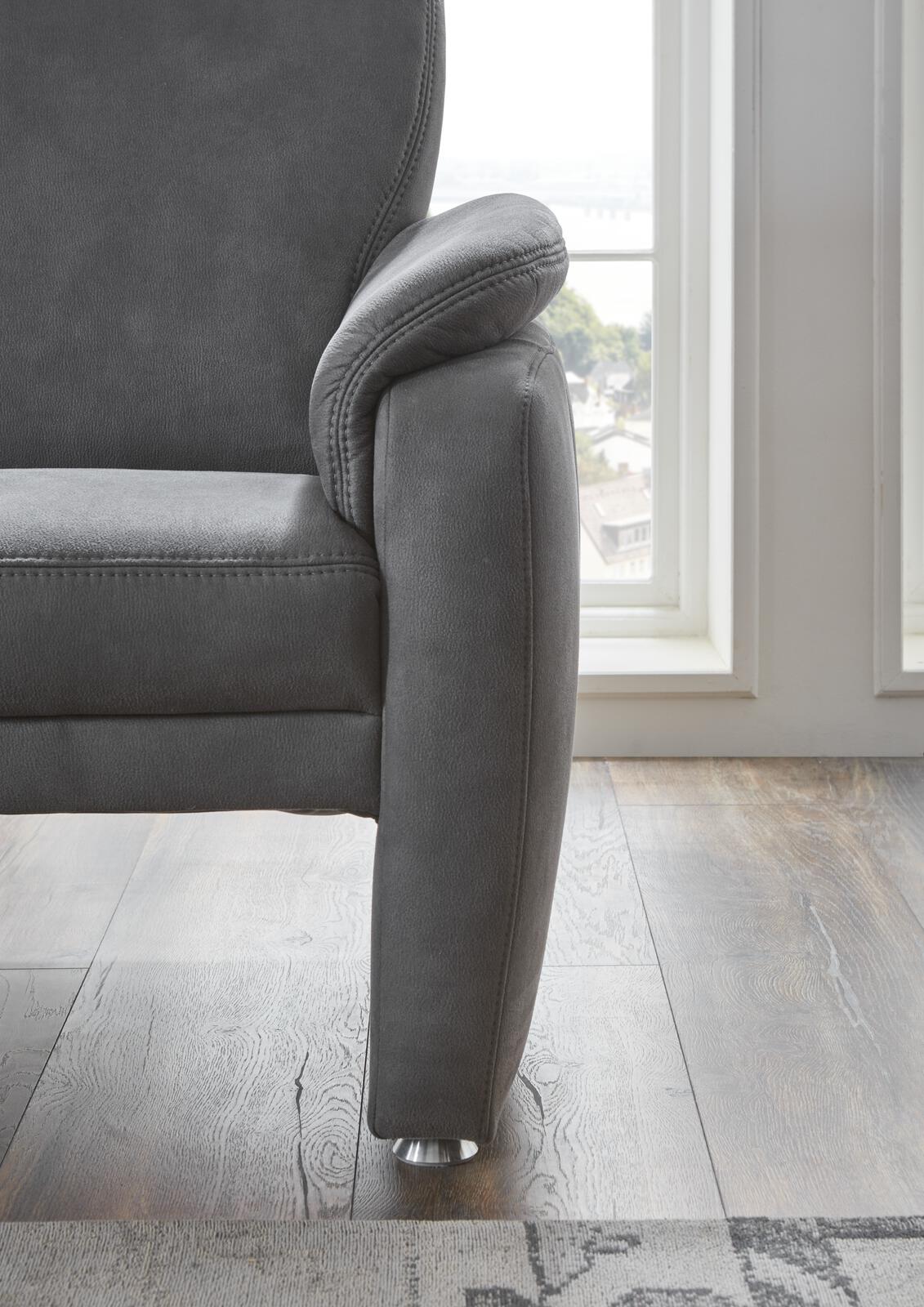Polstergarnitur Bornholm II in Stoff Deluxe anthrazit 44 inkl. Hocker und Zubehör