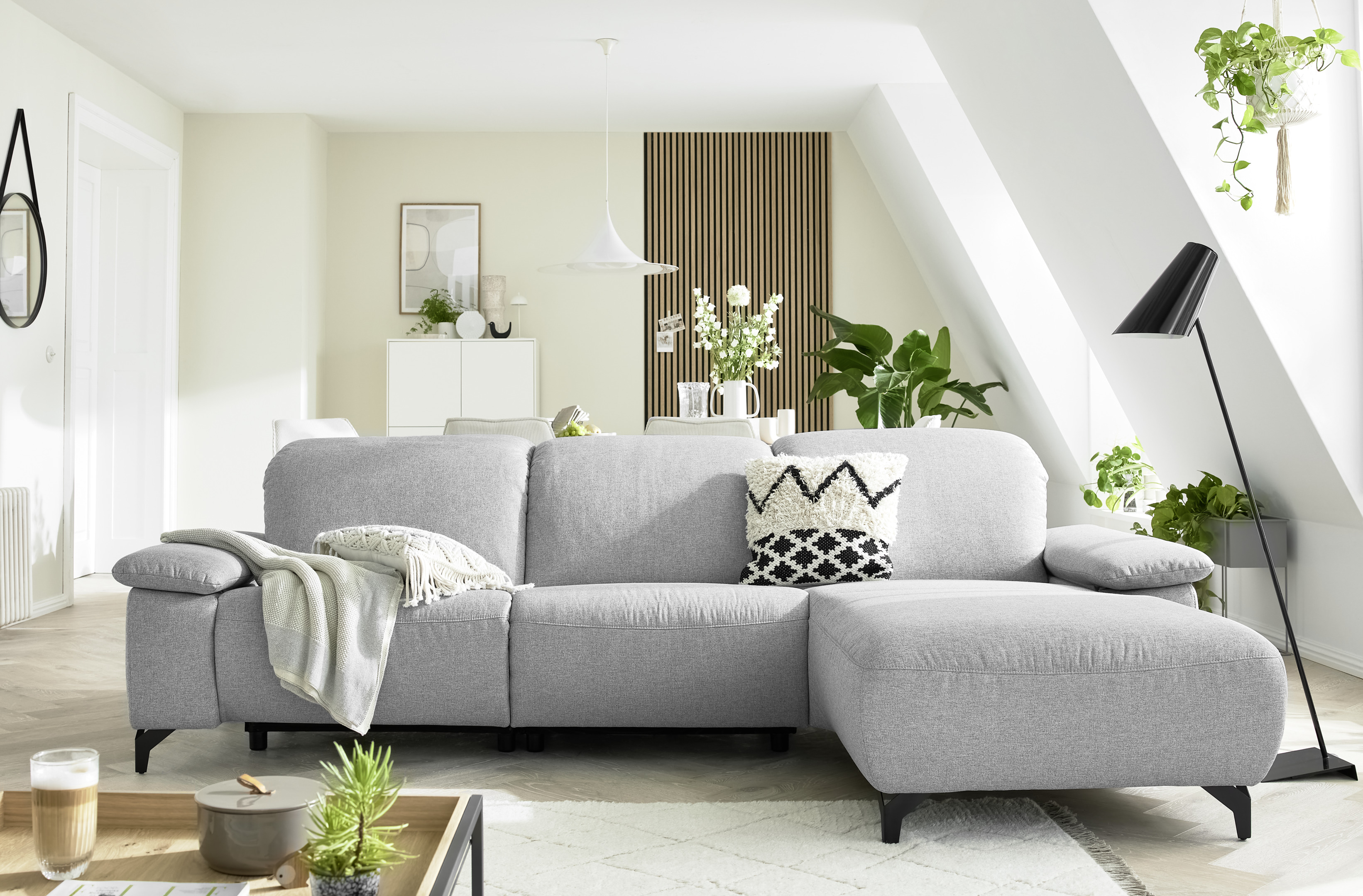 Musterring Polsterecke MR 370 ca. 280x180cm in Stoff Melrose platin