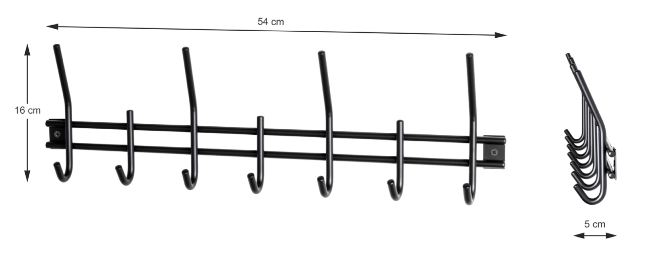 Haku Möbel Garderobenleiste ca. B54 H16 T5 cm in Stahl schwarz pulverb., Elektronik, Hardware