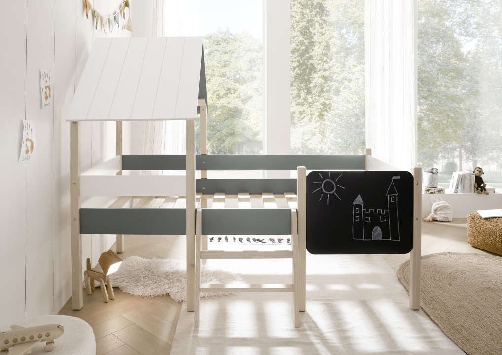 Pol Power Hausbett KIAMA ca. B123 H165 T210 cm in Weiß Petrol/Natur, Moebel, Inneneinrichtung, Bett, Tafel, Stockbett