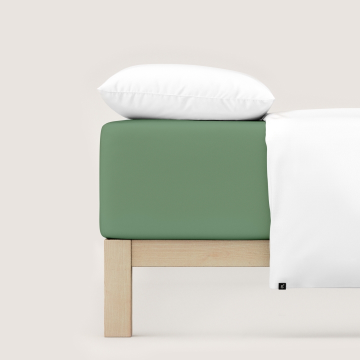 Schlafgut Pure Boxspring Spannbettlaken ca. 120x200-130x220cm in Farbe Green Mid