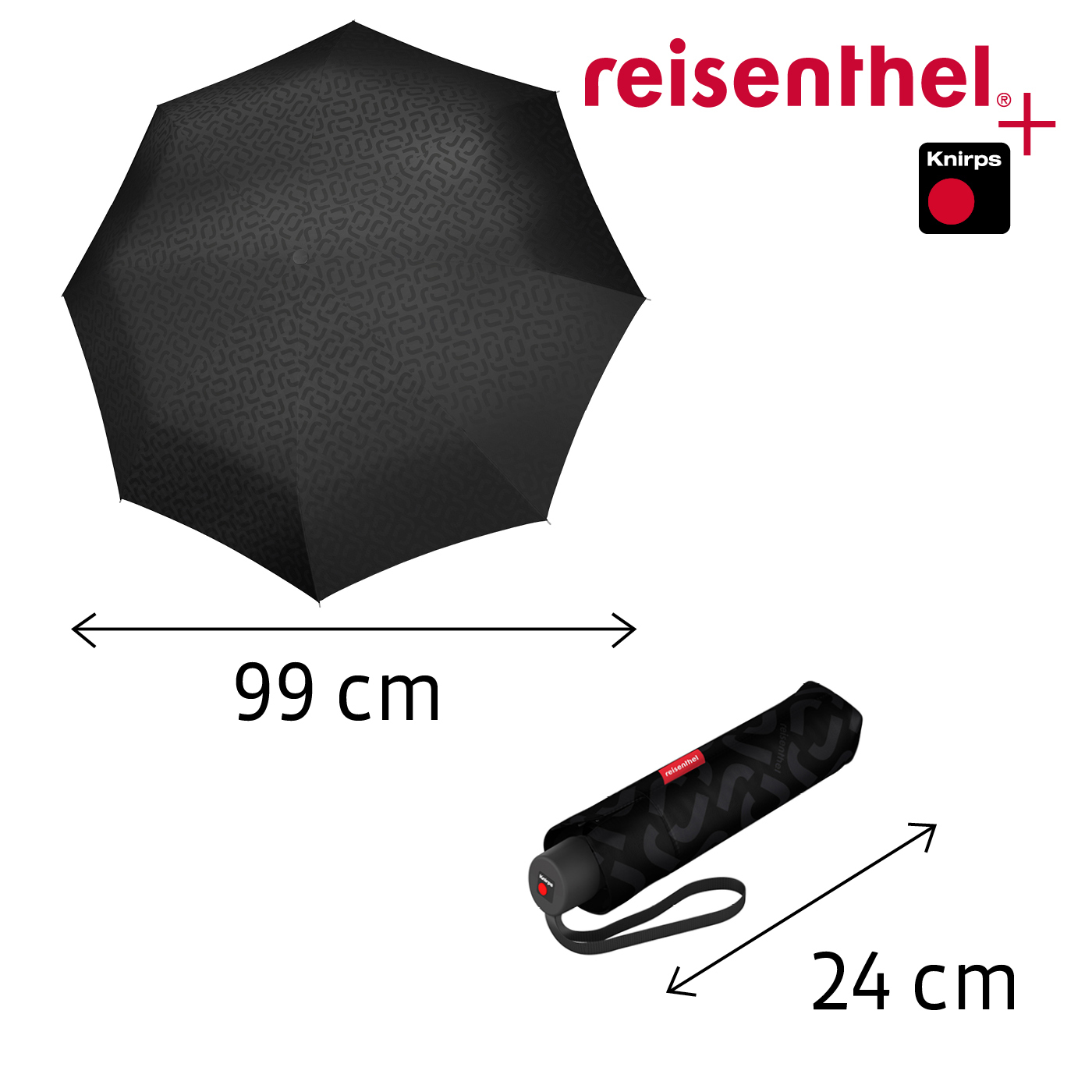Reisenthel UMBRELLA POCKET CLASSIC in Farbe signature black hot print, Baldachin, Regenschirm