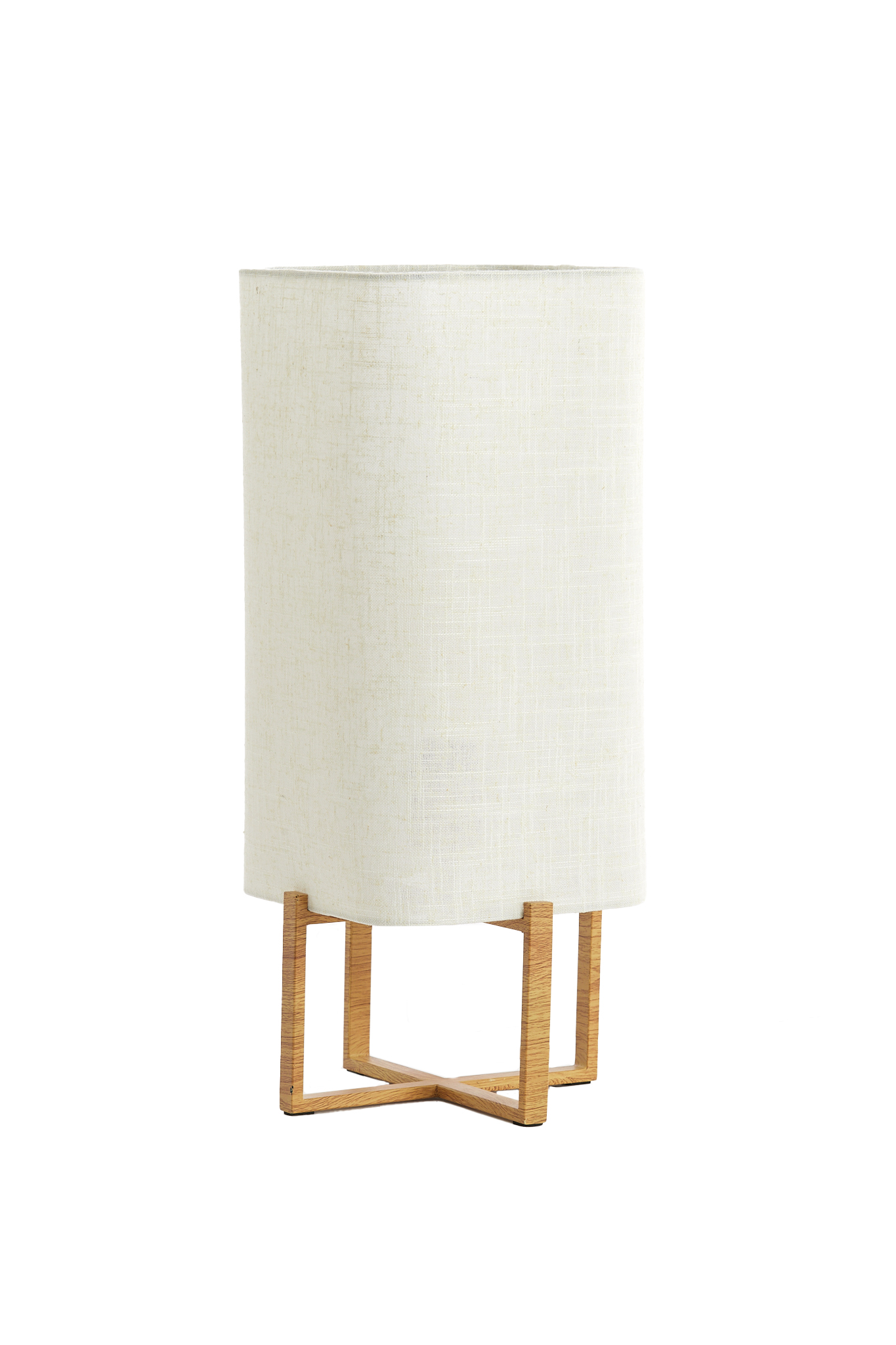 Tischleuchte  ca, 22x22x51cm in wood Print natur+Linen creme