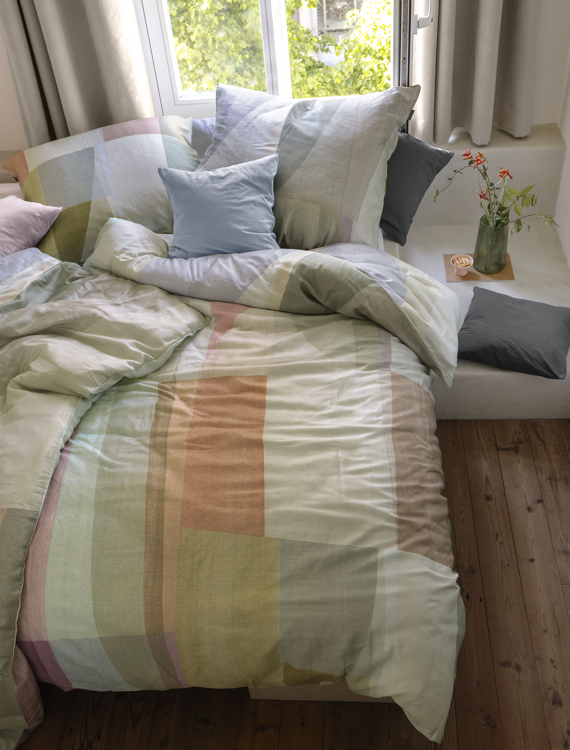 irisette Lyocell-Satin Bettwäsche LOTUS in Farbe ca. 155x220cm, Kissen, Dekoration für Zuhause, Mobiliar, Bett, Decke